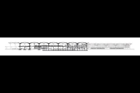 Sectional drawing of the two-storey terminal